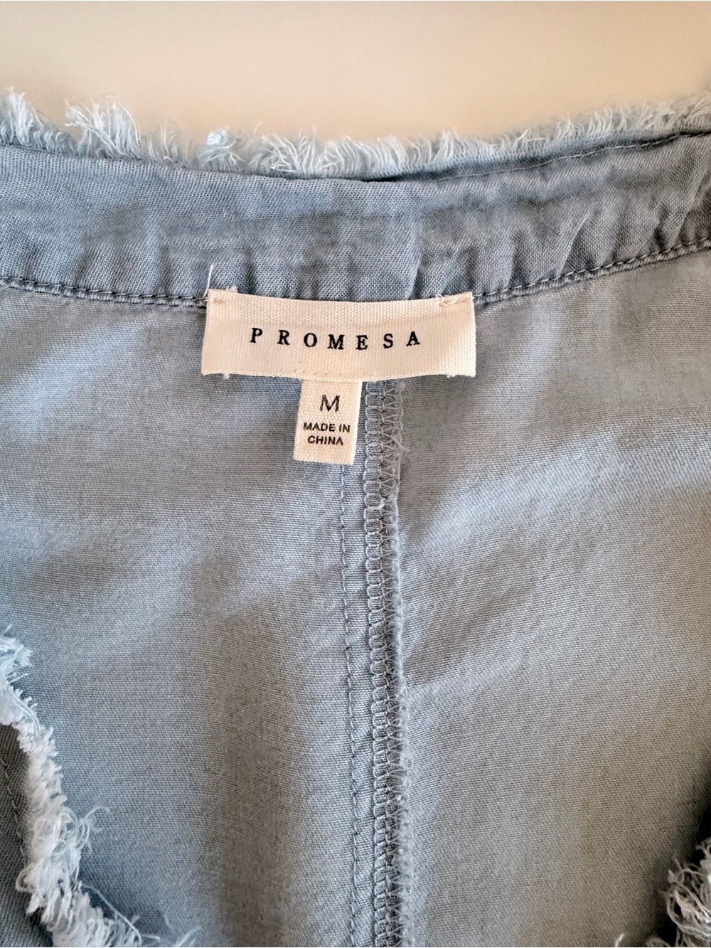 Promesa 100% Tencel Raw Edge Shirt Dress | Chambray Blue | Medium - Picture 5 of 8